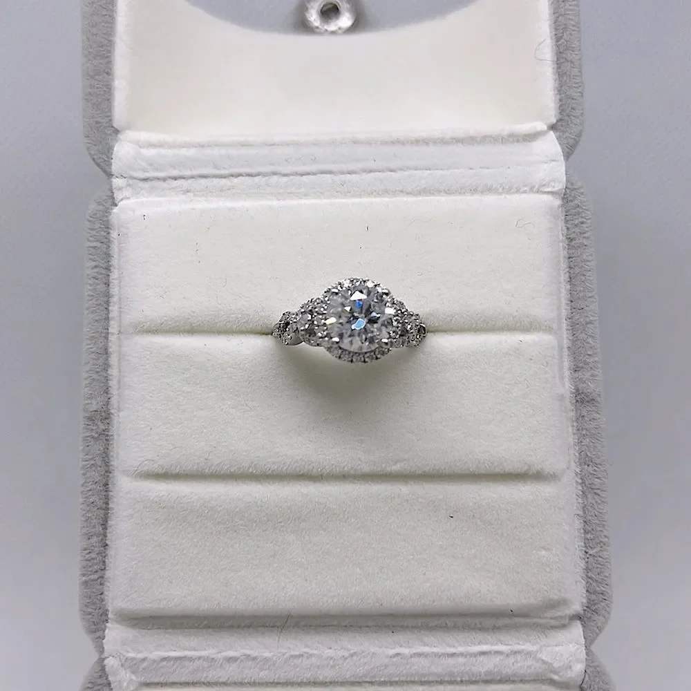 14kt 2.5ct tw round brilliant twist halo engagement ring